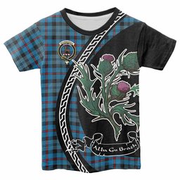 ScotsTee Shop Scottish MacCorquodale (McCorquodale) Family Crest Tartan Cotton T-shirt Alba Thistle Inspired