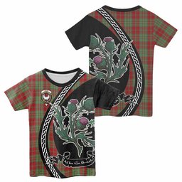 ScotsTee Shop Scottish Leask Family Crest Tartan Cotton T-shirt Alba Thistle Inspired