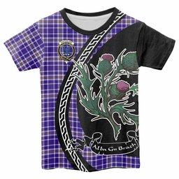ScotsTee Shop Scottish Ochterlony Family Crest Tartan Cotton T-shirt Alba Thistle Inspired