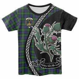 ScotsTee Shop Scottish Gordon Family Crest Tartan Cotton T-shirt Alba Thistle Inspired