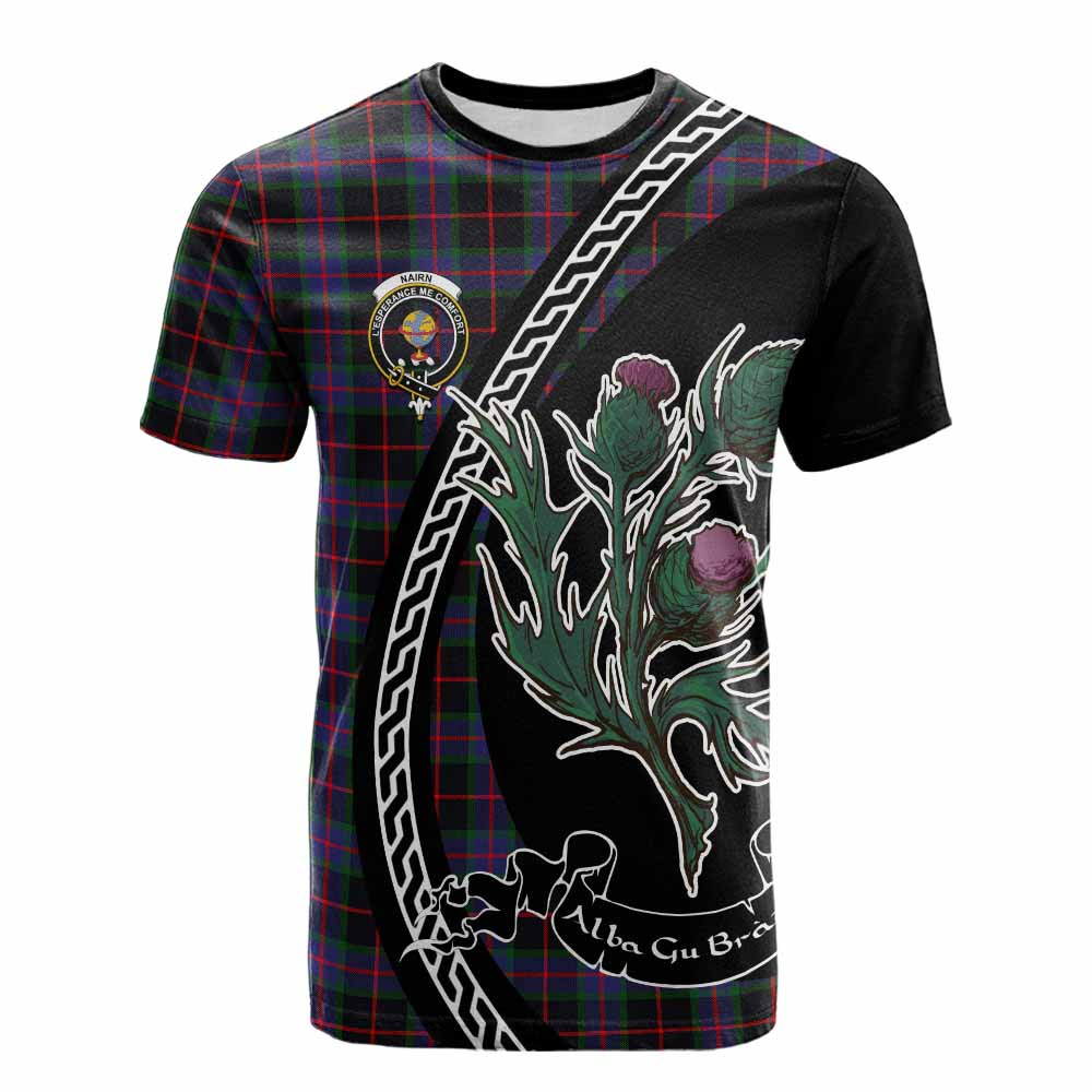 ScotsTee Shop Scottish Nairn Family Crest Tartan Cotton T-shirt Alba Thistle Inspired