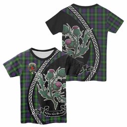 ScotsTee Shop Scottish Farquharson Family Crest Tartan Cotton T-shirt Alba Thistle Inspired