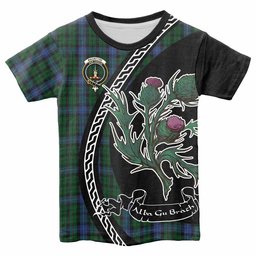 ScotsTee Shop Scottish MacIntyre (McIntyre) Family Crest Tartan Cotton T-shirt Alba Thistle Inspired