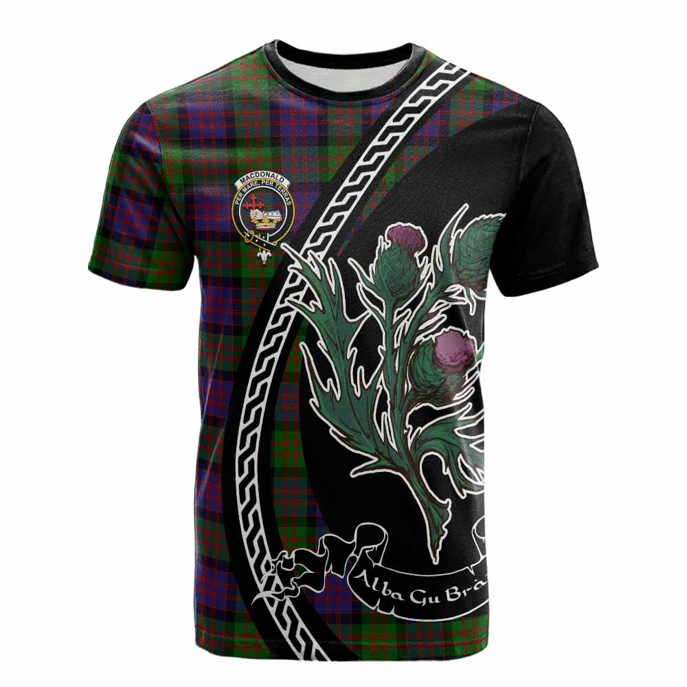ScotsTee Shop Scottish MacDonald (McDonald) Family Crest Tartan Cotton T-shirt Alba Thistle Inspired