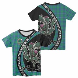 ScotsTee Shop Scottish Irvine Family Crest Tartan Cotton T-shirt Alba Thistle Inspired