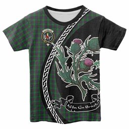 ScotsTee Shop Scottish Elphinstone Family Crest Tartan Cotton T-shirt Alba Thistle Inspired