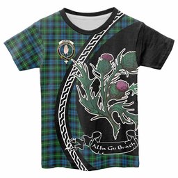 ScotsTee Shop Scottish Lamont Family Crest Tartan Cotton T-shirt Alba Thistle Inspired