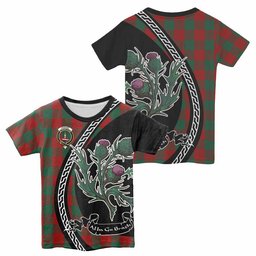 ScotsTee Shop Scottish Erskine Family Crest Tartan Cotton T-shirt Alba Thistle Inspired