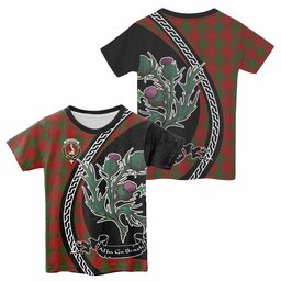 ScotsTee Shop Scottish MacQuarrie (McQuarrie) Family Crest Tartan Cotton T-shirt Alba Thistle Inspired