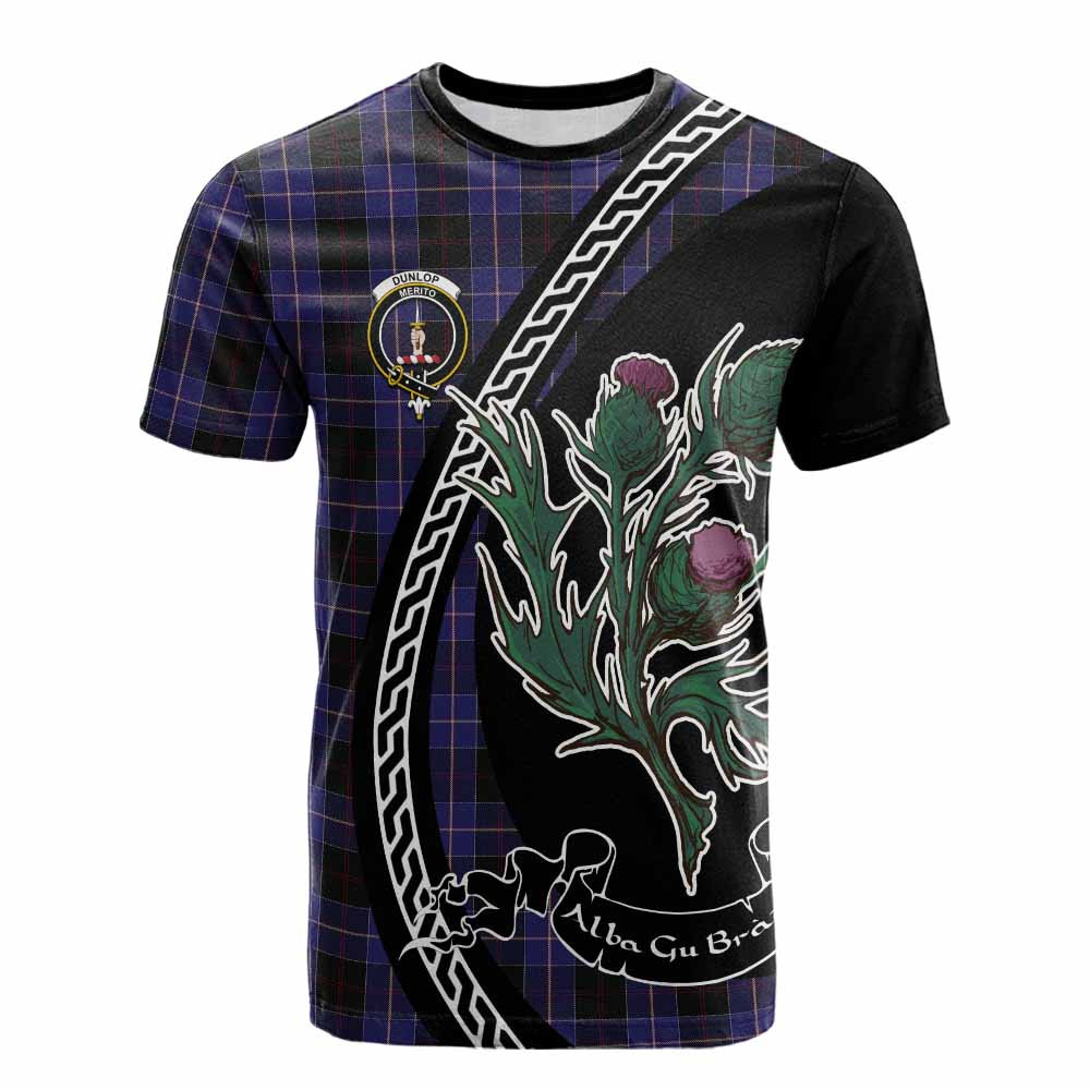 ScotsTee Shop Scottish Dunlop Family Crest Tartan Cotton T-shirt Alba Thistle Inspired