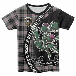 ScotsTee Shop Scottish Moffat Family Crest Tartan Cotton T-shirt Alba Thistle Inspired