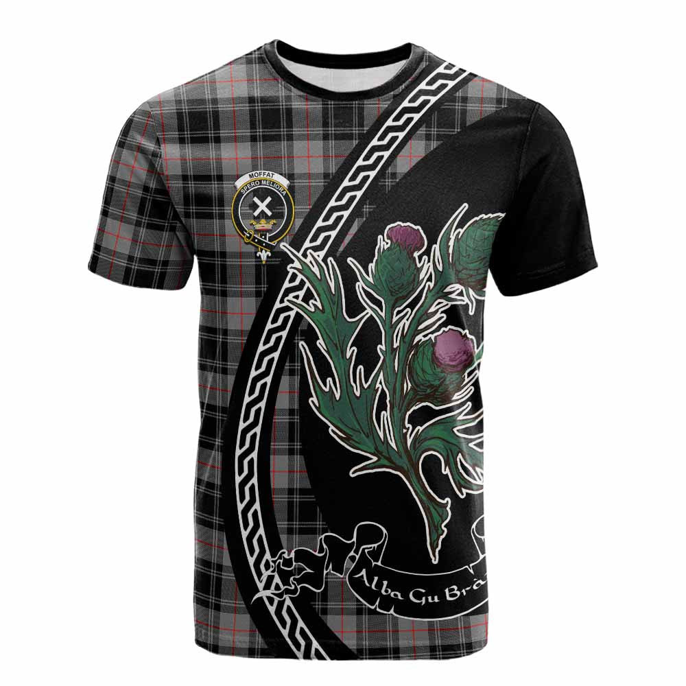 ScotsTee Shop Scottish Moffat Family Crest Tartan Cotton T-shirt Alba Thistle Inspired