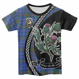 ScotsTee Shop Scottish Edmonstone Family Crest Tartan Cotton T-shirt Alba Thistle Inspired