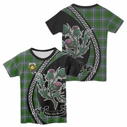 ScotsTee Shop Scottish Pringle Family Crest Tartan Cotton T-shirt Alba Thistle Inspired