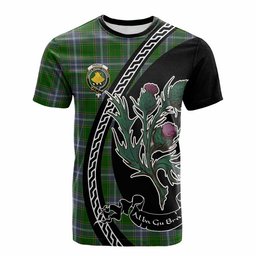 ScotsTee Shop Scottish Pringle Family Crest Tartan Cotton T-shirt Alba Thistle Inspired