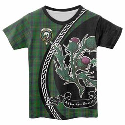 ScotsTee Shop Scottish Kennedy Family Crest Tartan Cotton T-shirt Alba Thistle Inspired
