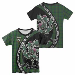ScotsTee Shop Scottish Kennedy Family Crest Tartan Cotton T-shirt Alba Thistle Inspired
