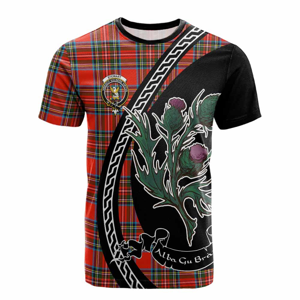 ScotsTee Shop Scottish Stewart (Stuart) Family Crest Tartan Cotton T-shirt Alba Thistle Inspired