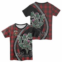 ScotsTee Shop Scottish Wallace Family Crest Tartan Cotton T-shirt Alba Thistle Inspired