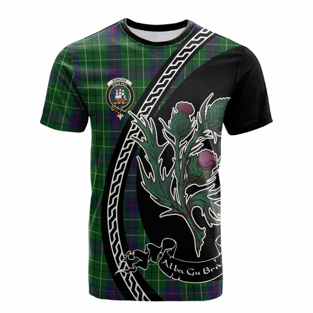 ScotsTee Shop Scottish Duncan Family Crest Tartan Cotton T-shirt Alba Thistle Inspired