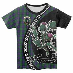 ScotsTee Shop Scottish Shaw Family Crest Tartan Cotton T-shirt Alba Thistle Inspired