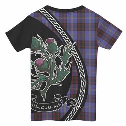 ScotsTee Shop Scottish Rutherford Family Crest Tartan Cotton T-shirt Alba Thistle Inspired
