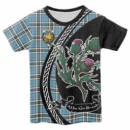 ScotsTee Shop Scottish Thompson (Thomson) Family Crest Tartan Cotton T-shirt Alba Thistle Inspired