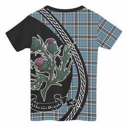ScotsTee Shop Scottish Thompson (Thomson) Family Crest Tartan Cotton T-shirt Alba Thistle Inspired