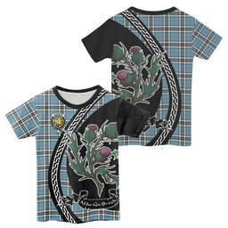 ScotsTee Shop Scottish Thompson (Thomson) Family Crest Tartan Cotton T-shirt Alba Thistle Inspired