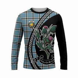 ScotsTee Shop Scottish Thompson (Thomson) Family Crest Tartan Cotton T-shirt Alba Thistle Inspired