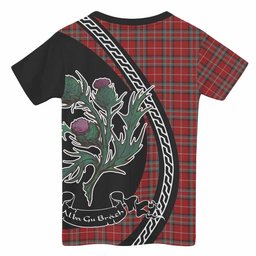 ScotsTee Shop Scottish Stewart (Stuart) of Bute Family Crest Tartan Cotton T-shirt Alba Thistle Inspired