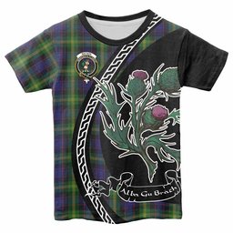 ScotsTee Shop Scottish Watson Family Crest Tartan Cotton T-shirt Alba Thistle Inspired