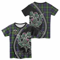 ScotsTee Shop Scottish Watson Family Crest Tartan Cotton T-shirt Alba Thistle Inspired