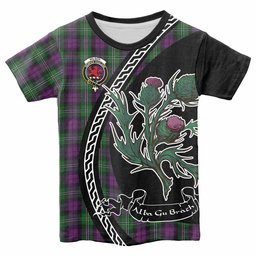 ScotsTee Shop Scottish Wilson Family Crest Tartan Cotton T-shirt Alba Thistle Inspired