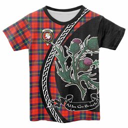 ScotsTee Shop Scottish Ruthven Family Crest Tartan Cotton T-shirt Alba Thistle Inspired