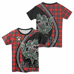 ScotsTee Shop Scottish Ruthven Family Crest Tartan Cotton T-shirt Alba Thistle Inspired