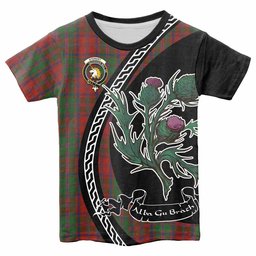 ScotsTee Shop Scottish Stewart (Stuart) of Appin Family Crest Tartan Cotton T-shirt Alba Thistle Inspired