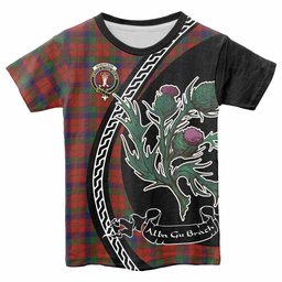 ScotsTee Shop Scottish Robertson Family Crest Tartan Cotton T-shirt Alba Thistle Inspired