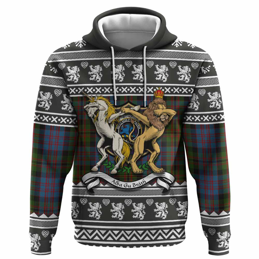 ScotsTee Shop Scottish Bowie Clan Tartan Crest Christmas Hoodie Coat of Arms Funny Style