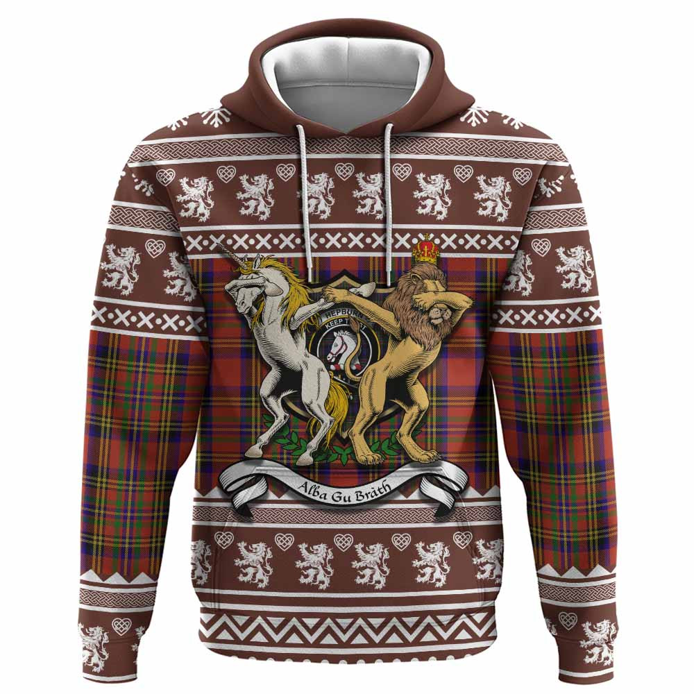 ScotsTee Shop Scottish Hepburn Clan Tartan Crest Christmas Hoodie Coat of Arms Funny Style