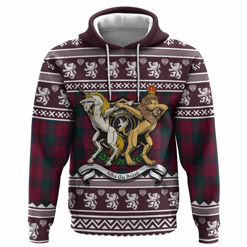 ScotsTee Shop Scottish Lindsay Clan Tartan Crest Christmas Hoodie Coat of Arms Funny Style