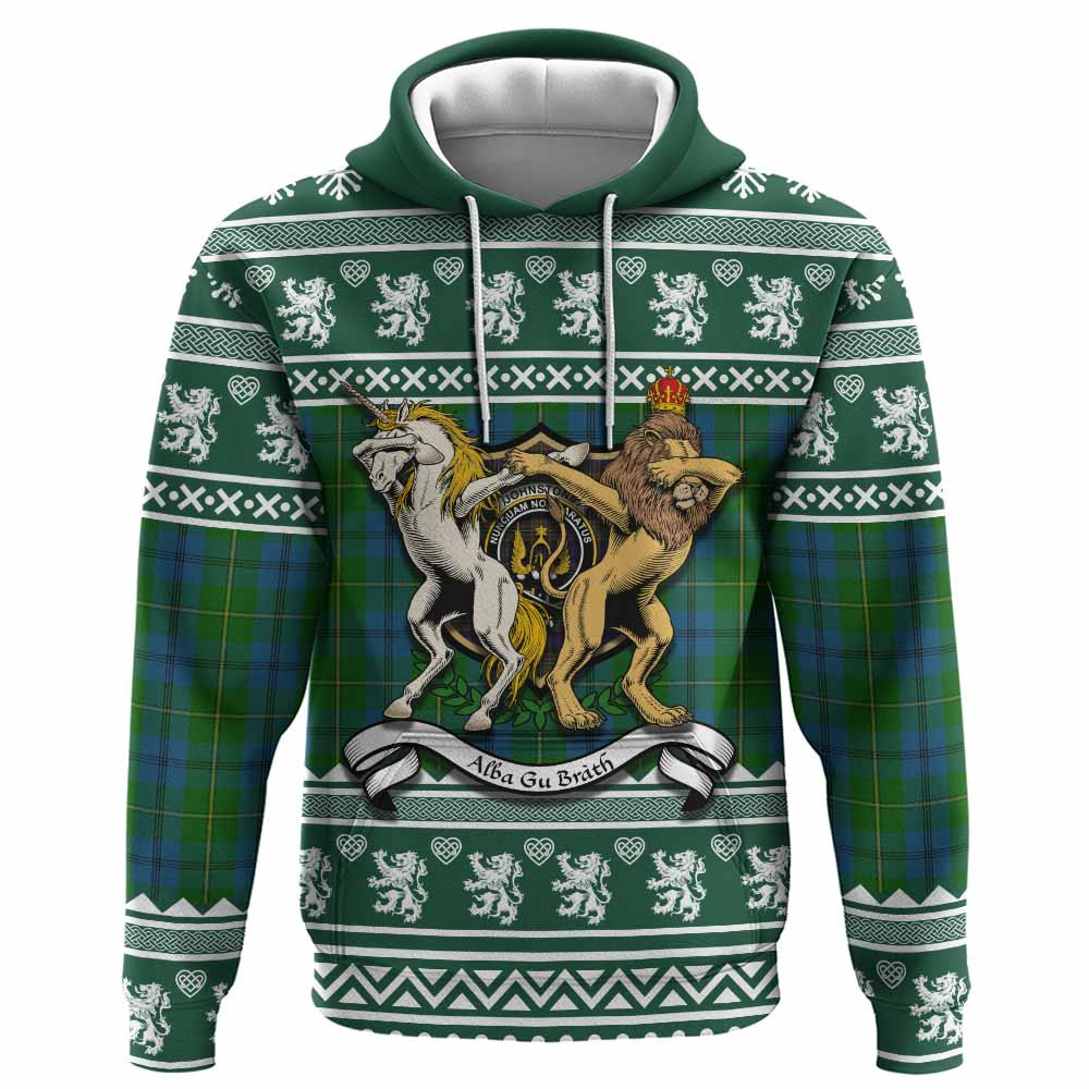 ScotsTee Shop Scottish Johnstone (Johnston) Clan Tartan Crest Christmas Hoodie Coat of Arms Funny Style