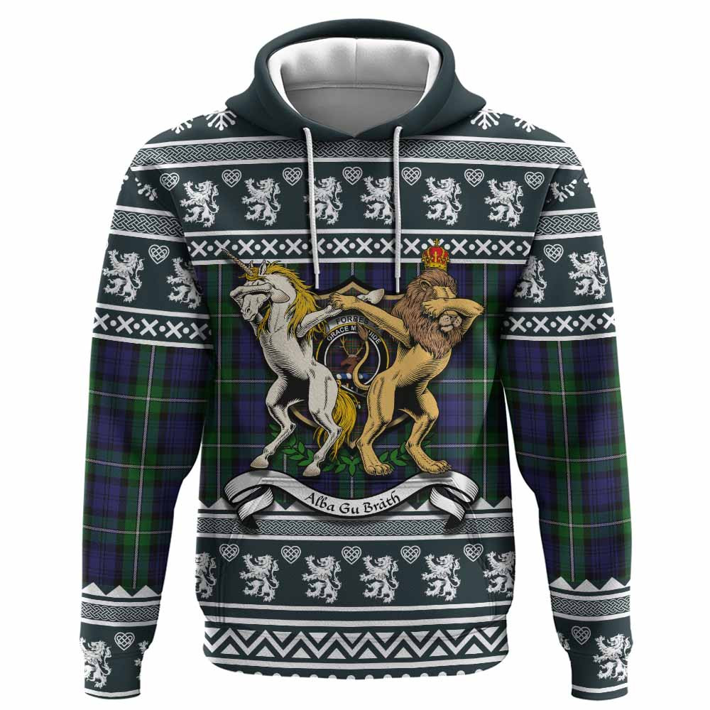 ScotsTee Shop Scottish Forbes Clan Tartan Crest Christmas Hoodie Coat of Arms Funny Style