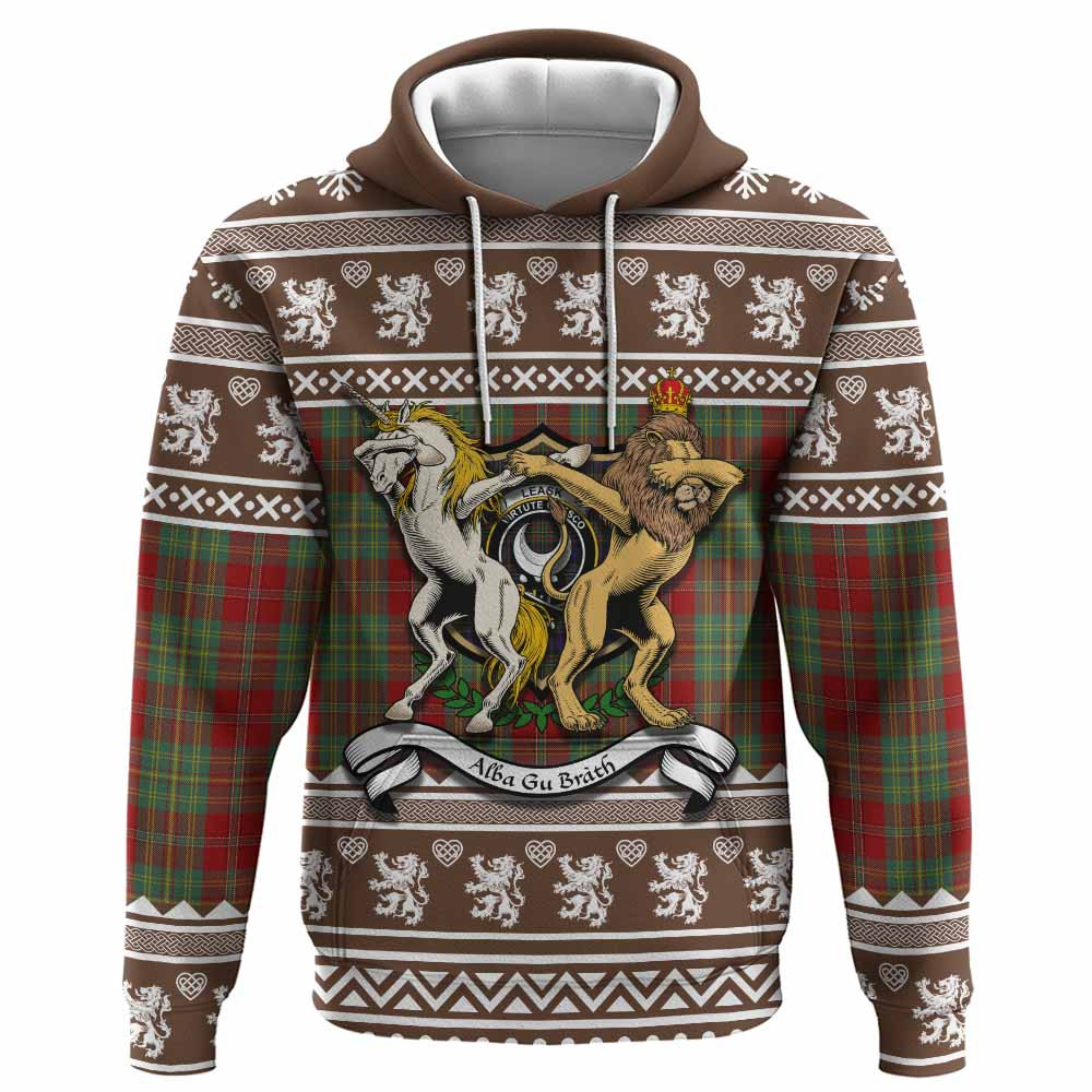 ScotsTee Shop Scottish Leask Clan Tartan Crest Christmas Hoodie Coat of Arms Funny Style