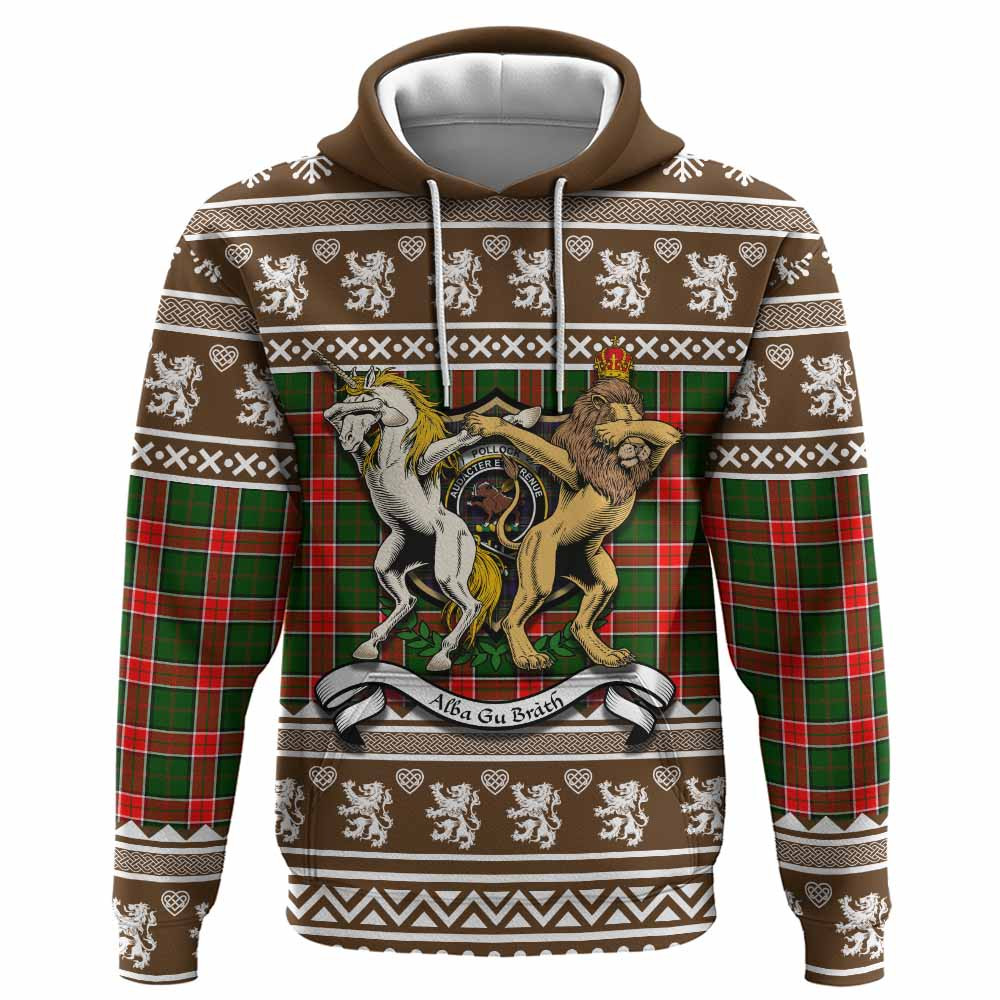 ScotsTee Shop Scottish Pollock Clan Tartan Crest Christmas Hoodie Coat of Arms Funny Style