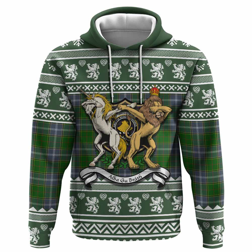 ScotsTee Shop Scottish Pringle Clan Tartan Crest Christmas Hoodie Coat of Arms Funny Style