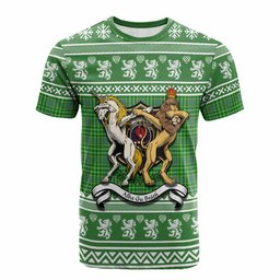 ScotsTee Shop Currie Clan Tartan Crest Christmas Cotton T-shirt Coat of Arms Funny Style