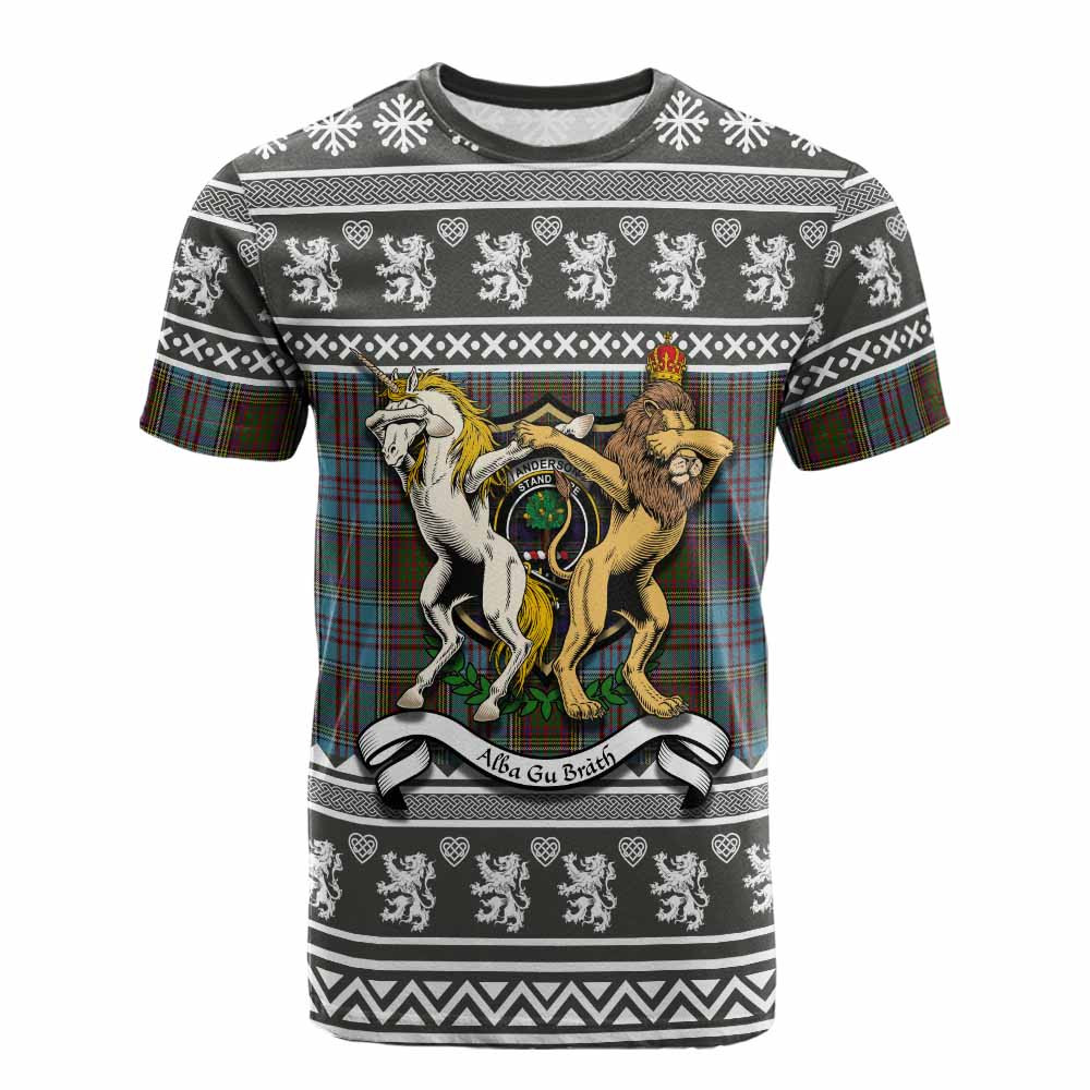 ScotsTee Shop Anderson Clan Tartan Crest Christmas Cotton T-shirt Coat of Arms Funny Style