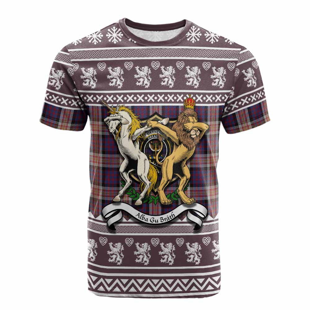 ScotsTee Shop Carnegie Clan Tartan Crest Christmas Cotton T-shirt Coat of Arms Funny Style