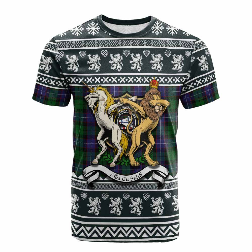 ScotsTee Shop Galbraith Clan Tartan Crest Christmas Cotton T-shirt Coat of Arms Funny Style
